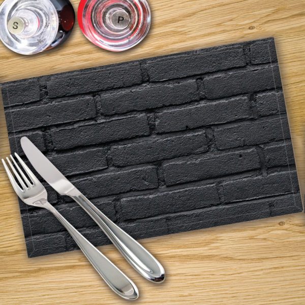Glass Placemats Digital Printed x 4 in Black Brick - Made By Premier Range