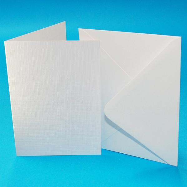Craft UK A6 Card Blanks & Envelopes White Linen 300gsm | 50 pack