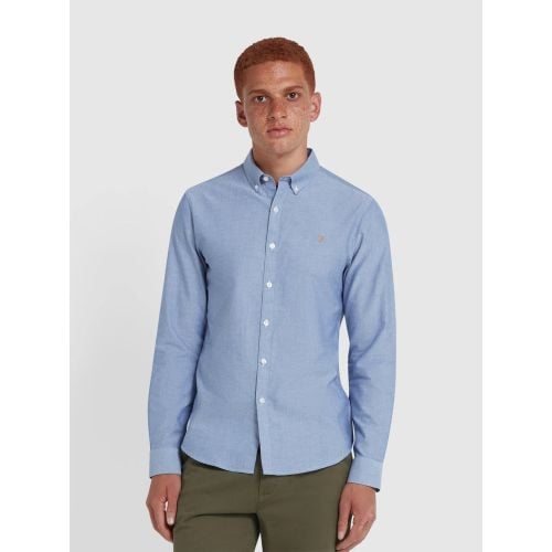 Farah Mens Dusk Blue Brewer Long Sleeve Shirt