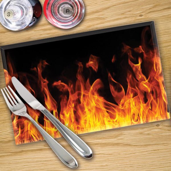 Glass Placemats Digital Printed x 4 in Real Flames - Made By Premier Range