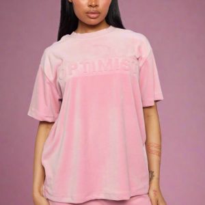 Samii Ryan Optimist Velour T-Shirt Size: M Colour: Pink
