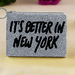 Tiana Designs Hand Beaded Its Better in New York Coin Purse Colour: Silver