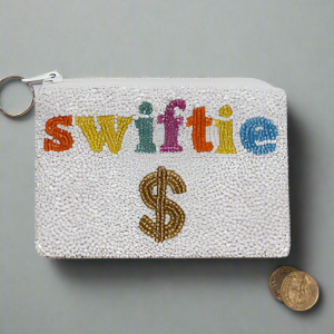 Tiana Designs Hand Beaded SWIFTIE Coin Purse Colour: White
