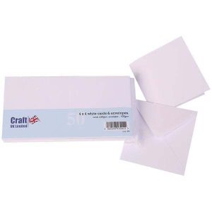Craft UK 4in x 4in Card Blanks & Envelopes White 225gsm | 50 pack