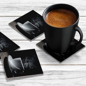 4 x Acrylic Coaster in White Coffee Cup