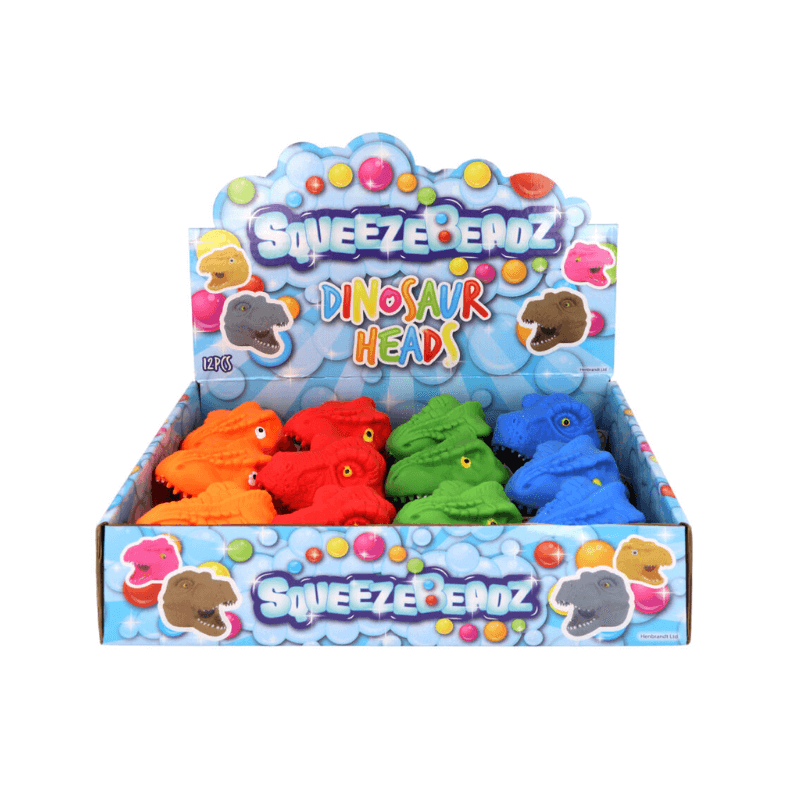 Wholesale Squeeze Dinosaur Head With Beads - (CDU of 12)