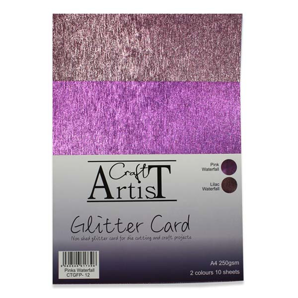 Craft Artist A4 Glitter Card Pinks Waterfall 250gsm | 10 Sheets