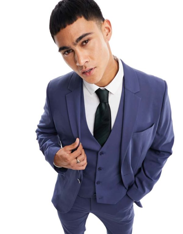 ASOS DESIGN Mens skinny suit jacket in dark blue - Size 40 (Chest)