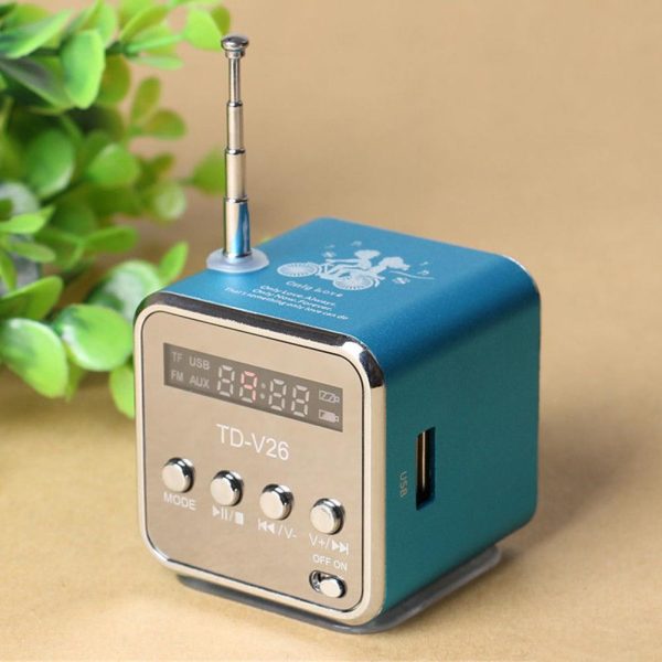 AUX TD-V26 Portable Mini FM TF Sound Stereo Radio Speaker green