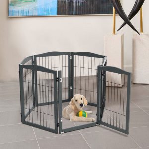 Grey 280cm Freestanding Wooden 5 Panel Pet Playpen