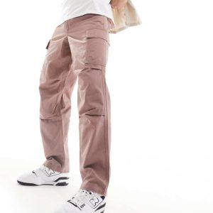 ASOS DESIGN Mens baggy cargo trouser in dusty pink - Size 26W/30L
