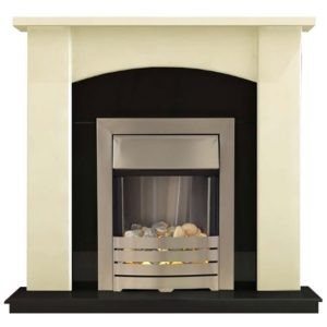 Holden Fireplace Suite in Ivory with Modern Electric Fire