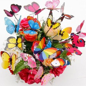 Lady Bug 10Pcs Simulation On-Sticks Butterfly Ornament Outdoor Home Garden Patio Decor