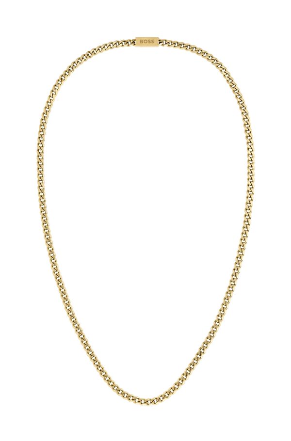 Boss Gold Tone Plated Stainless Steel Mens 24 Inch Curb Chain Necklace