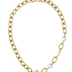 Boss Leah Yellow Gold Tone IP Freshwater Pearl Necklace