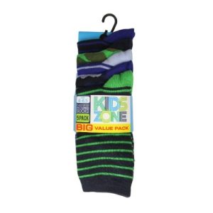 Kids Zone Boys Striped and Camouflage Socks 5 Pairs