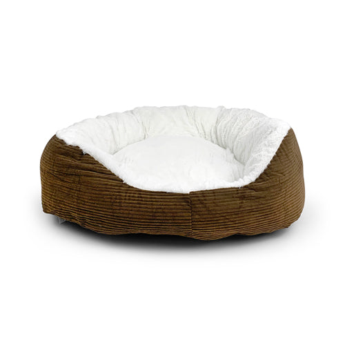 Cord Plush Oval Pet Bed 60cm - Assorted Colours