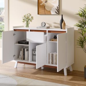 White Storage Dining Room Sideboard with Drawers