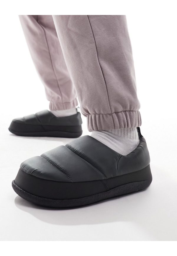 ASOS DESIGN Mens premium puffer slippers in grey - Size UK 9