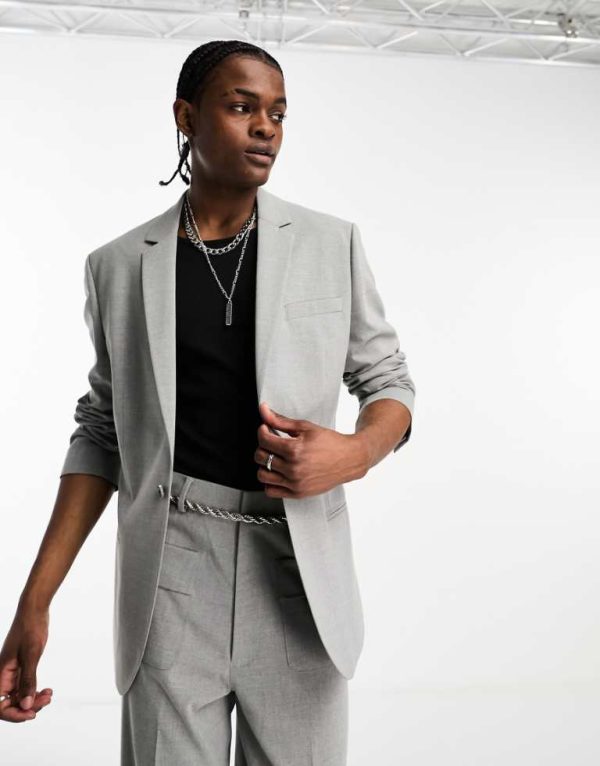 ASOS DESIGN Mens skinny suit jacket in grey - Size 40 (Chest)
