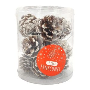 Christmas Decorative Natural Frosted Pinecones 12 Pack