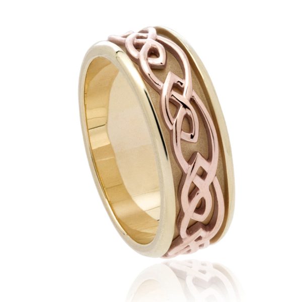 Clogau Annwyl 9ct Yellow Gold Rose Gold Celtic Weave Wide Ring - P