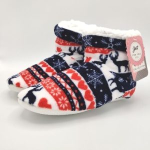Ladies Cosy Short Boots Fair Isle Christmas Print