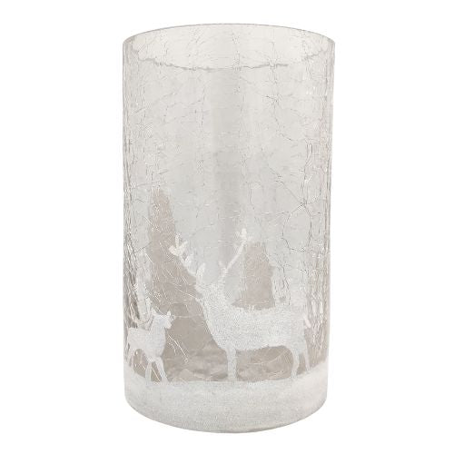 Christmas Crackle Glass Effect Candle Holder