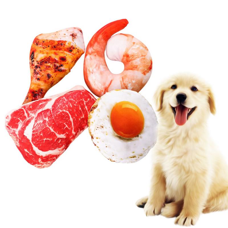 Pet Durable Toy for Dogs Pet Chew & Molar Cloth Plush Toys Delicious Food Shapes omelette shape