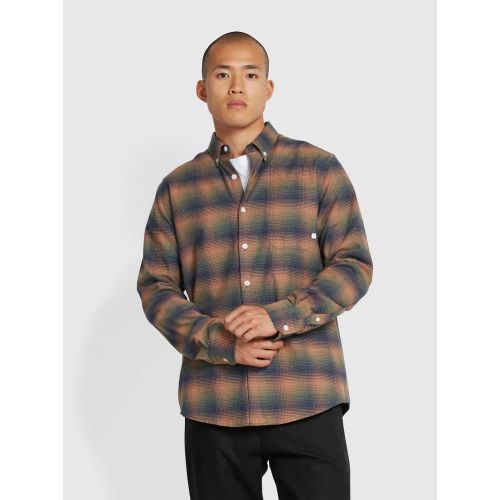 Farah Mens Russet Fiennes Long Sleeve Check Shirt