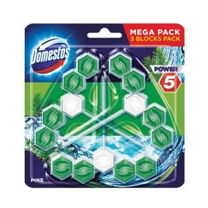 Domestos Power 5 Pine Toilet Rim Block Cleaner 55g 3's