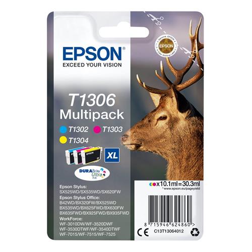 Epson Stag Multipack 3-colours T1306 DURABrite Ultra Ink