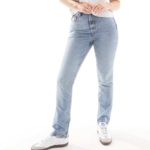 ASOS DESIGN Womens Hourglass 90s straight jeans in blue - Size 25W/30L