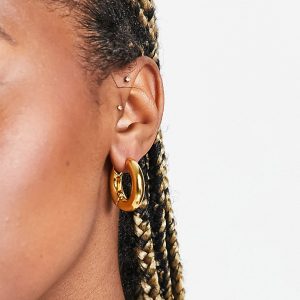 ASOS DESIGN Womens 14k gold plated 20mm hinge hoop earrings - One Size