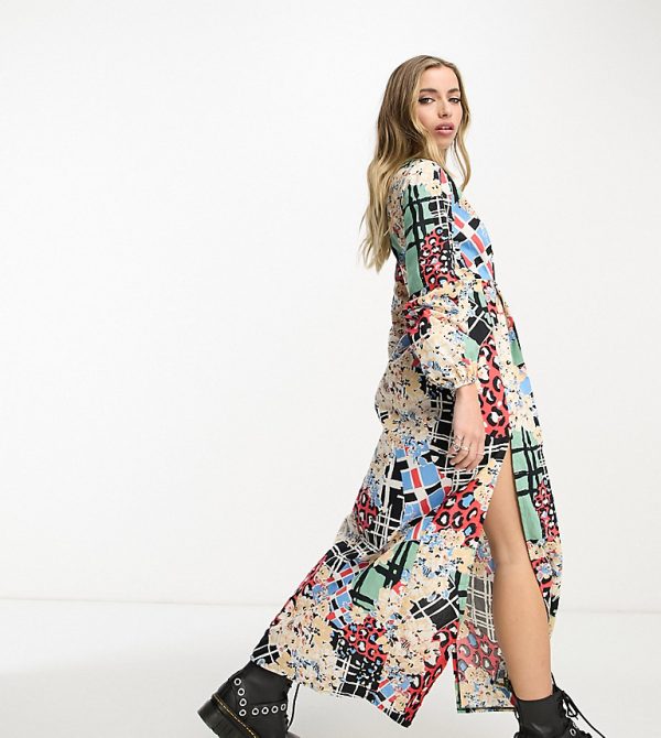 ASOS DESIGN Womens MADE IN KENYA maxi dress in multicoloured cut about print - Multicolour - Size 6 UK