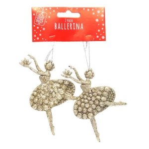 Glitter Ballerina Christmas Decorations 2pk