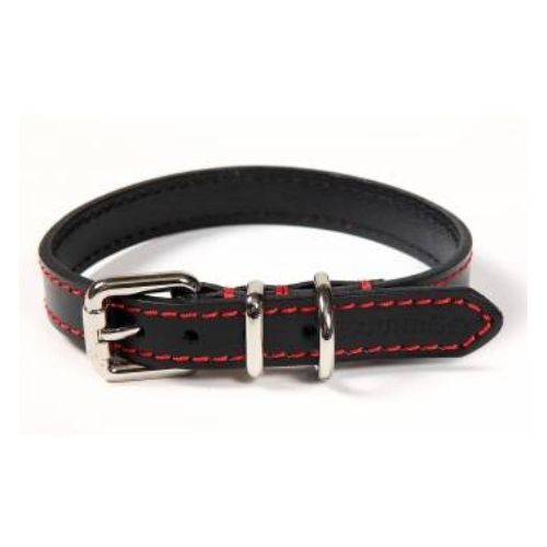 Hounds Chelsea Contrast Stitch Leather Collar Black