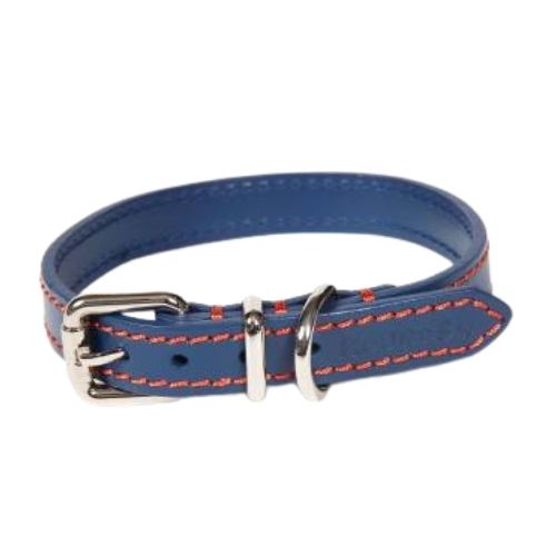 Hounds Chelsea Contrast Stitch Leather Collar Blue