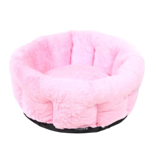 Hounds Faux Fur Circular Pink Pet Bed