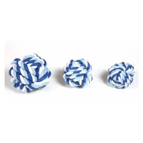 Hounds Blue & White Cotton Rope Woven Ball Dog Toy