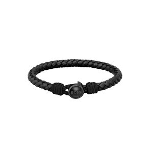 Boss Jewellery Thad Classic Braided Black Leather Gents Bracelet