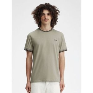 Fred Perry Mens Warm Grey Twin Tipped T-Shirt