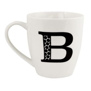 Black and White Initial Hugga Mug Assorted Letters 11cm