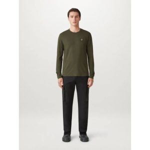 Belstaff Mens Tile Green Cotton Jersey Long Sleeve T-Shirt