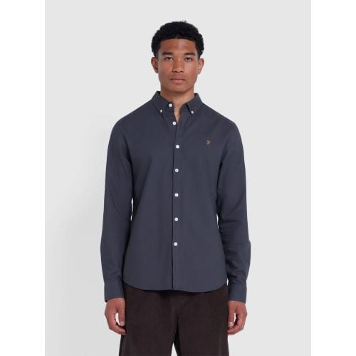 Farah Mens Charcoal Brewer Long Sleeve Shirt
