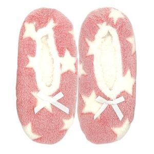 Ladies Pink Star Cosy Toes Slippers Assorted Sizes