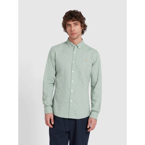 Farah Mens Green Meadow Marl Steen Button Down Shirt