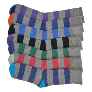Men's Cotton Rich Coloured Stripes Design Socks 7 Pairs