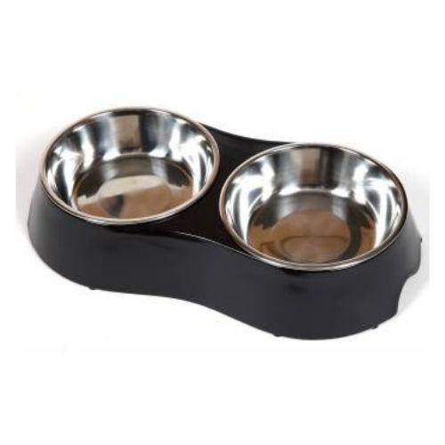 Hounds Melamine Paw Print Stainless Steel Dog Bowl Assorted Sizes & Colours