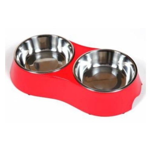 Hounds Melamine Paw Print Stainless Steel Dog Bowl Assorted Sizes & Colours